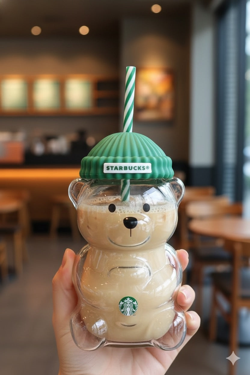 🎁 Starbucks Glass Teddy Bear Cup - Limited Edition Must Have! (100% off)