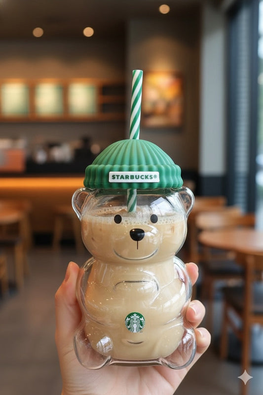 🎁 Starbucks Glass Teddy Bear Cup - Limited Edition Must Have! (100% off)